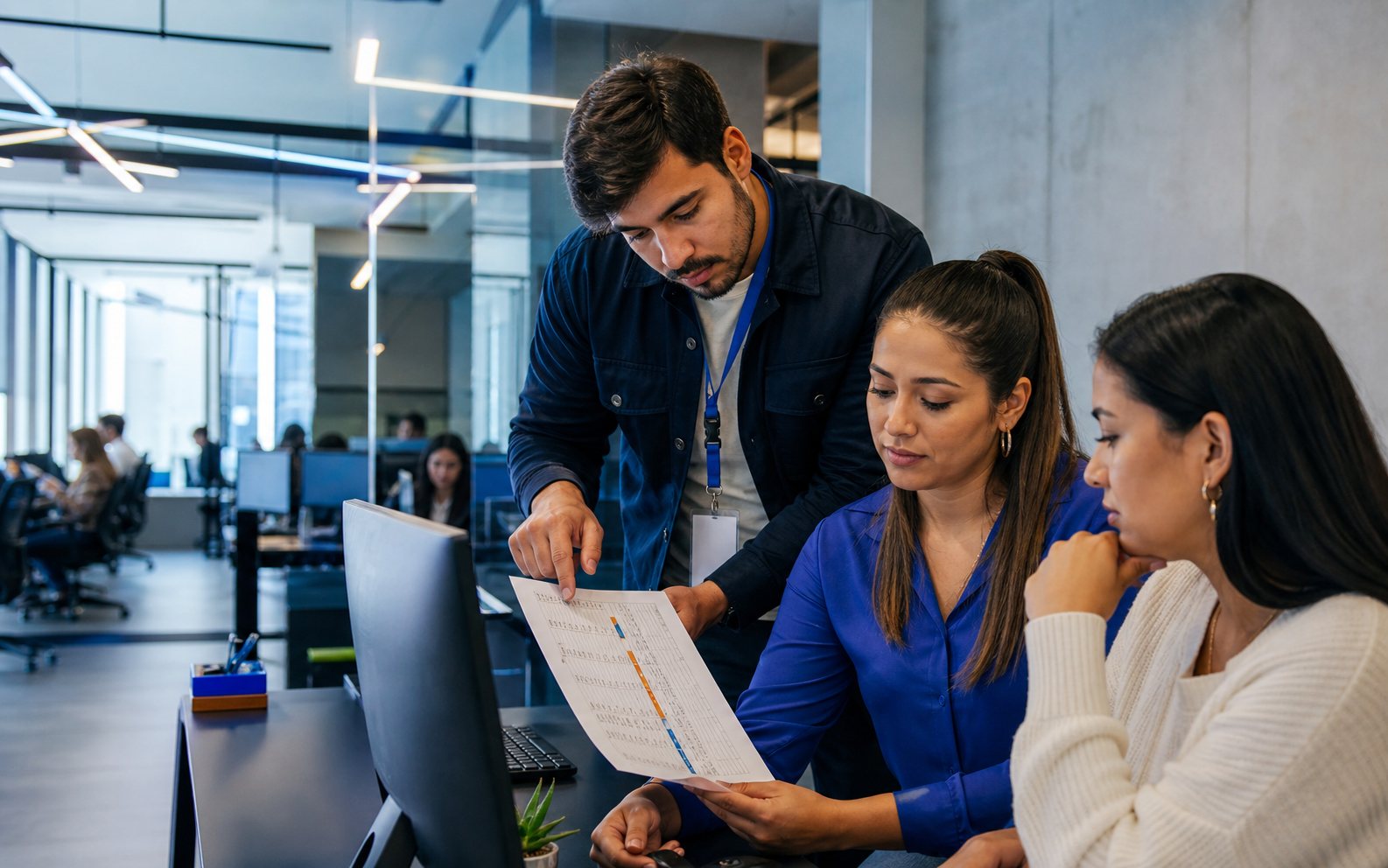 Equipo latinoamericano revisando la planificación de su operación